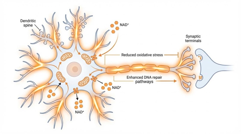 Illustration of NR providing neuroprotection